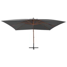 Berkfield Home Cantilever Umbrella with Wooden Pole 400x300 cm Anthracite in Black - thumbnail 2