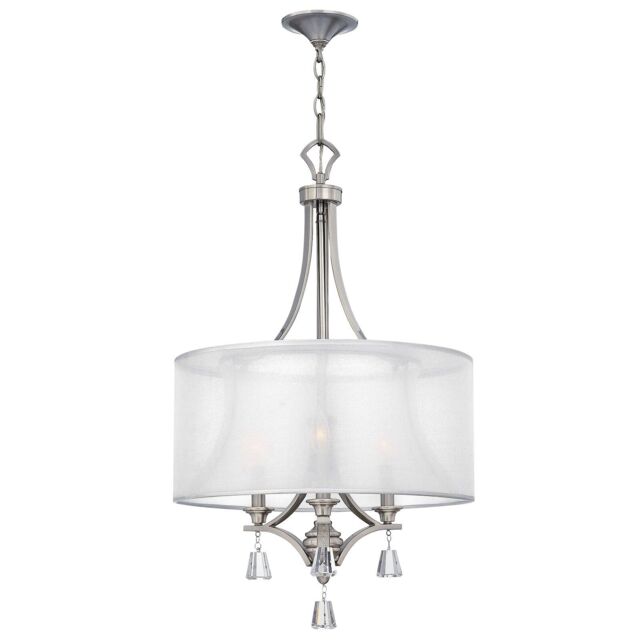 Loops 3 Bulb Chandelier Hanging Pendant LIght Brushed Nickel LED E14 60W Bulb in Metallics - image 1