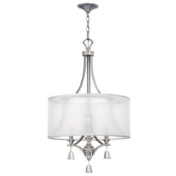 Loops 3 Bulb Chandelier Hanging Pendant LIght Brushed Nickel LED E14 60W Bulb in Metallics - thumbnail 1