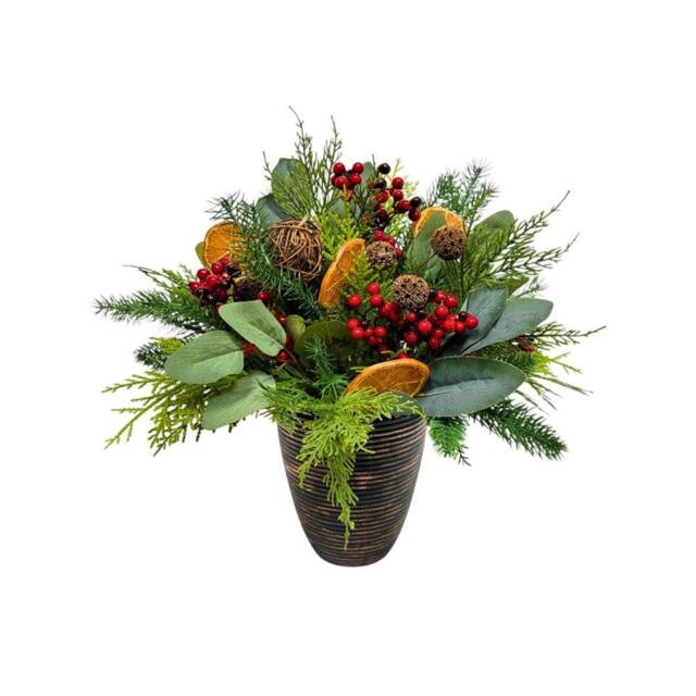 Shatchi 16Inch Red Berry Topiary - Christmas Decoration in Green - image 1