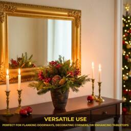 Shatchi 16Inch Red Berry Topiary - Christmas Decoration in Green - thumbnail 8