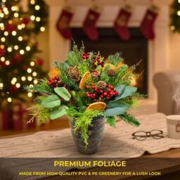 Shatchi 16Inch Red Berry Topiary - Christmas Decoration in Green - thumbnail 4