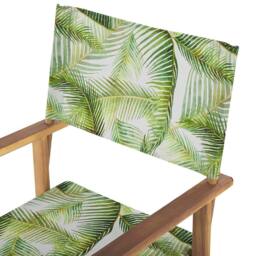 Wyld and Coco Garden Director Chairs Set 2 Foldable Acacia Wood Grey Sling in Brown - thumbnail 5
