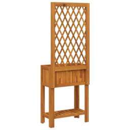 Berkfield Home Planter with Trellis & Shelf 55x29.5x152 cm Solid Wood Acacia in Brown - thumbnail 6