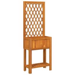 Berkfield Home Planter with Trellis & Shelf 55x29.5x152 cm Solid Wood Acacia in Brown - thumbnail 2