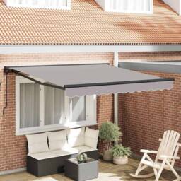 Berkfield Home Retractable Awning Manual Light Grey 300x250 cm Polyester - thumbnail 2