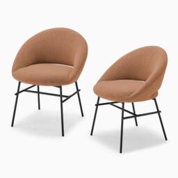 FurnitureboxUK 2x Nella Pale Terracotta Orange Fabric Dining Chairs - thumbnail 5