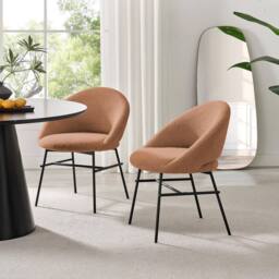 FurnitureboxUK 2x Nella Dusky Pink Fabric Dining Chairs in Terracotta
