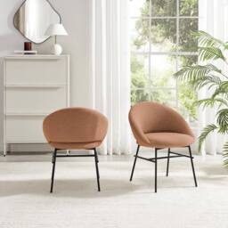 FurnitureboxUK 2x Nella Pale Terracotta Orange Fabric Dining Chairs - thumbnail 3