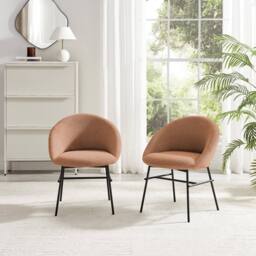 FurnitureboxUK 2x Nella Pale Terracotta Orange Fabric Dining Chairs - thumbnail 2