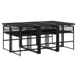 Berkfield Home Beautiful 7 Piece Garden Dining Set Black Poly Rattan - thumbnail 1
