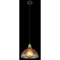 Netlighting Salvy Dome Pendant Ceiling Light Matt Black Amber Glass Shade 1x E27 - thumbnail 3
