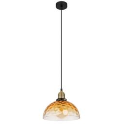 Netlighting Salvy Dome Pendant Ceiling Light Matt Black Amber Glass Shade 1x E27 - thumbnail 2