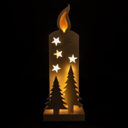 Shatchi Wooden Christmas Decoration Pre Lit LED Silhouette Nativity Scene Ornament Table Window Battery Operated, White, 36Cm in White - thumbnail 1
