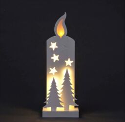 Shatchi Wooden Christmas Decoration Pre Lit LED Silhouette Nativity Scene Ornament Table Window Battery Operated, White, 36Cm in White - thumbnail 3