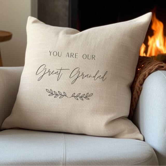 Aye Do Gifts Men's Personalised Great Grandad, Papa, Pop's Cushion in Cream - Size: 40 cm x 40 cm - image 1