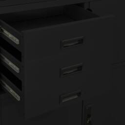 Berkfield Home Office Cabinet Black 90x40x180 cm Steel - Size: 90 x 40 x 180 cm - thumbnail 9