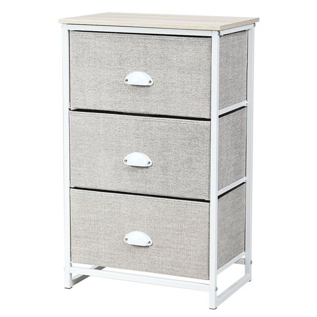 Costway 3-Drawer Fabric Dresser Metal Frame Chest of Drawers Nightstand - image 1