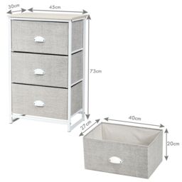Costway 3-Drawer Fabric Dresser Metal Frame Chest of Drawers Nightstand - thumbnail 5