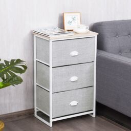 Costway 3-Drawer Fabric Dresser Metal Frame Chest of Drawers Nightstand - thumbnail 6