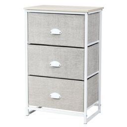 Costway 3-Drawer Fabric Dresser Metal Frame Chest of Drawers Nightstand - thumbnail 1