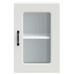 Berkfield Home Kitchen Wall Cabinet with Glass Door Kalmar White Engineered Wood - thumbnail 6