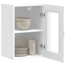 Berkfield Home Kitchen Wall Cabinet with Glass Door Kalmar White Engineered Wood - thumbnail 5