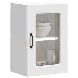 Berkfield Home Kitchen Wall Cabinet with Glass Door Kalmar White Engineered Wood