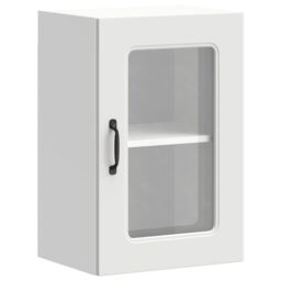 Berkfield Home Kitchen Wall Cabinet with Glass Door Kalmar White Engineered Wood - thumbnail 2