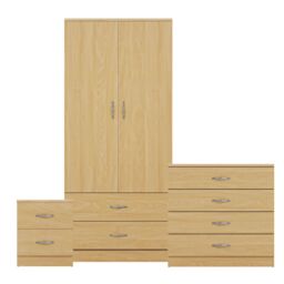 Home Discount Vida Designs Riano 3-Piece Set with 2-Drawer Bedside Chest & Wardrobe in Brown - thumbnail 8
