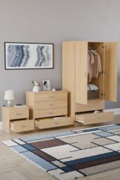 Home Discount Vida Designs Riano 3-Piece Set with 2-Drawer Bedside Chest & Wardrobe in Brown - thumbnail 2