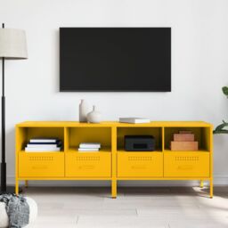 Berkfield Home TV Cabinets 2 pcs Mustard Yellow 68x39x50.5 cm Steel - thumbnail 3