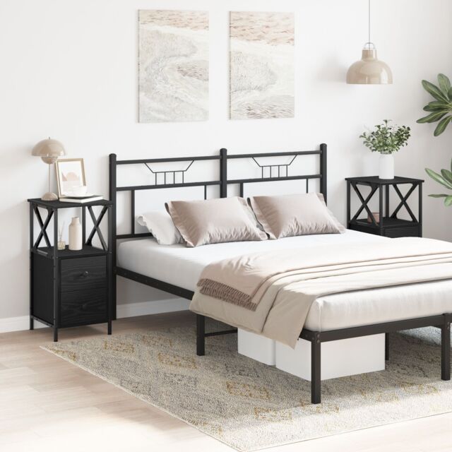 Berkfield Home Nightstands 2 Pack Black Oak 34x35.5x70 cm Made of Engineered Wood - image 1