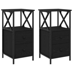 Berkfield Home Nightstands 2 Pack Black Oak 34x35.5x70 cm Made of Engineered Wood - thumbnail 6
