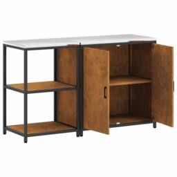 Berkfield Home Modern with Shelf with Storage with Door Adjustable 2 pcs Black C in Brown - thumbnail 8
