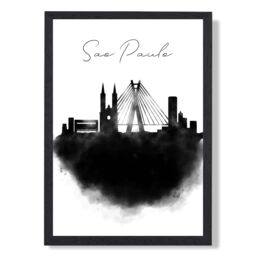 ARTZE Sao Paulo Watercolour Skyline City Framed Print SIZE: A4 with Black Frame - thumbnail 1