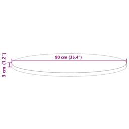 Berkfield Home Table Top Round Ã˜90x3 cm Solid Wood Pine in Natural - Size: 90x3 cm - thumbnail 7