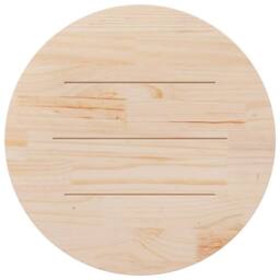Berkfield Home Table Top Round Ã˜90x3 cm Solid Wood Pine in Natural - Size: 90x3 cm - thumbnail 5