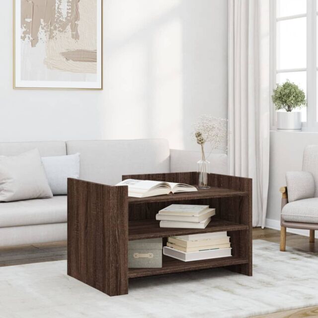 Berkfield Home Coffee Table Brown Oak 80x50x50 cm Engineered Wood - Size: 80 x 50 x 50 cm - image 1