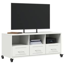 Berkfield Home TV Cabinet White 100.5x39x43.5 cm Steel - thumbnail 4