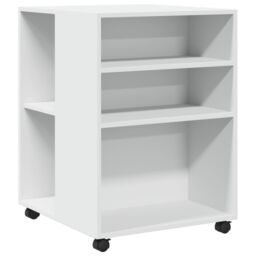 Berkfield Home Side Table with Wheels White 55x60x78 cm Engineered Wood - Size: 55 x 60 x 78 cm - thumbnail 2