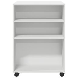 Berkfield Home Side Table with Wheels White 55x60x78 cm Engineered Wood - Size: 55 x 60 x 78 cm - thumbnail 4