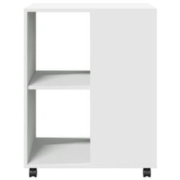 Berkfield Home Side Table with Wheels White 55x60x78 cm Engineered Wood - Size: 55 x 60 x 78 cm - thumbnail 5