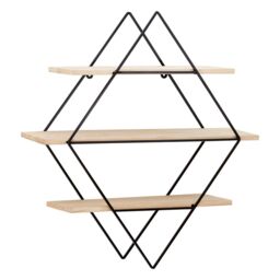 Orsina Stylish Design 3 Tier Rhombus Shelves, Functional Box Shelves For Wall, Durable Wall Storage For Livingroom in Natural - thumbnail 6