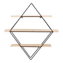 Orsina Stylish Design 3 Tier Rhombus Shelves, Functional Box Shelves For Wall, Durable Wall Storage For Livingroom in Natural - thumbnail 2