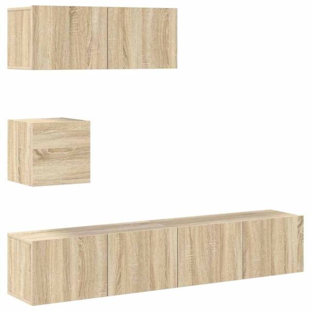 Berkfield Home 4 Piece TV Cabinet Set Sonoma Oak Engineered Wood in Light Brown - image 1