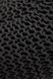 Snug City Knitted Pouffe Chunky Round Footstool Ottoman 100% Cotton Handmade in Black - thumbnail 5