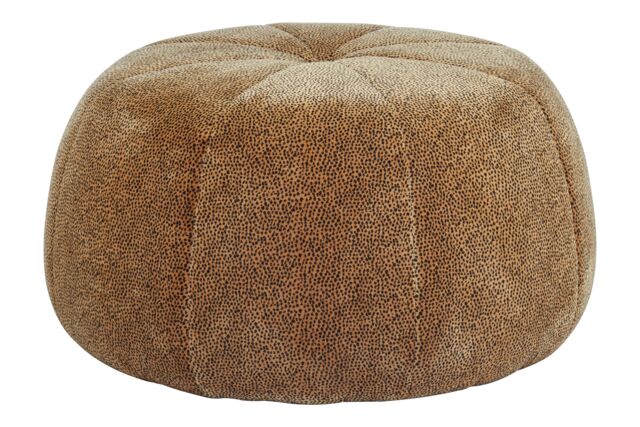 Orsina Leopard Print Pouffe, Round Velvet Footstool with Segmented Design, Luxe Occasional Seating for Living Room in Brown - image 1