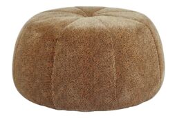 Orsina Leopard Print Pouffe, Round Velvet Footstool with Segmented Design, Luxe Occasional Seating for Living Room in Brown - thumbnail 6