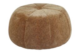 Orsina Leopard Print Pouffe, Round Velvet Footstool with Segmented Design, Luxe Occasional Seating for Living Room in Brown - thumbnail 4